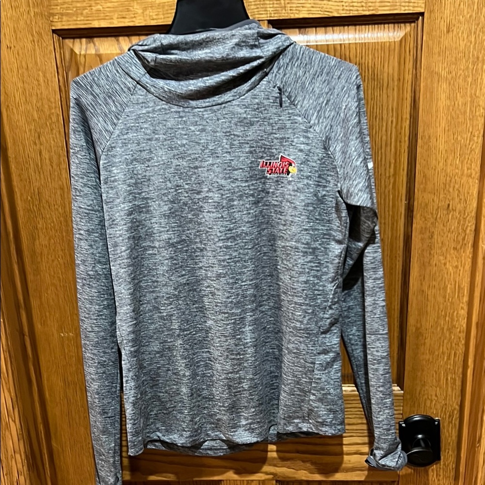 Nike Women's Gray Long Sleeve Top with hood. Illinois state logo.  Size M